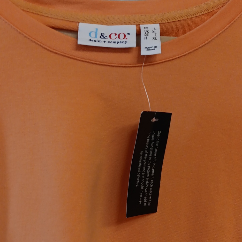Denim & Co Orange and White Gradient Women's Jersey Top Size L - Picture 5 of 6